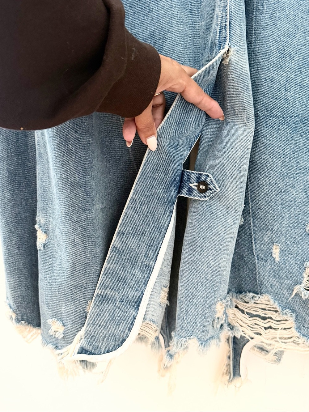 ALEXANDER WANG Distressed Blue Denim Trench Coat S - Picture 6 of 8